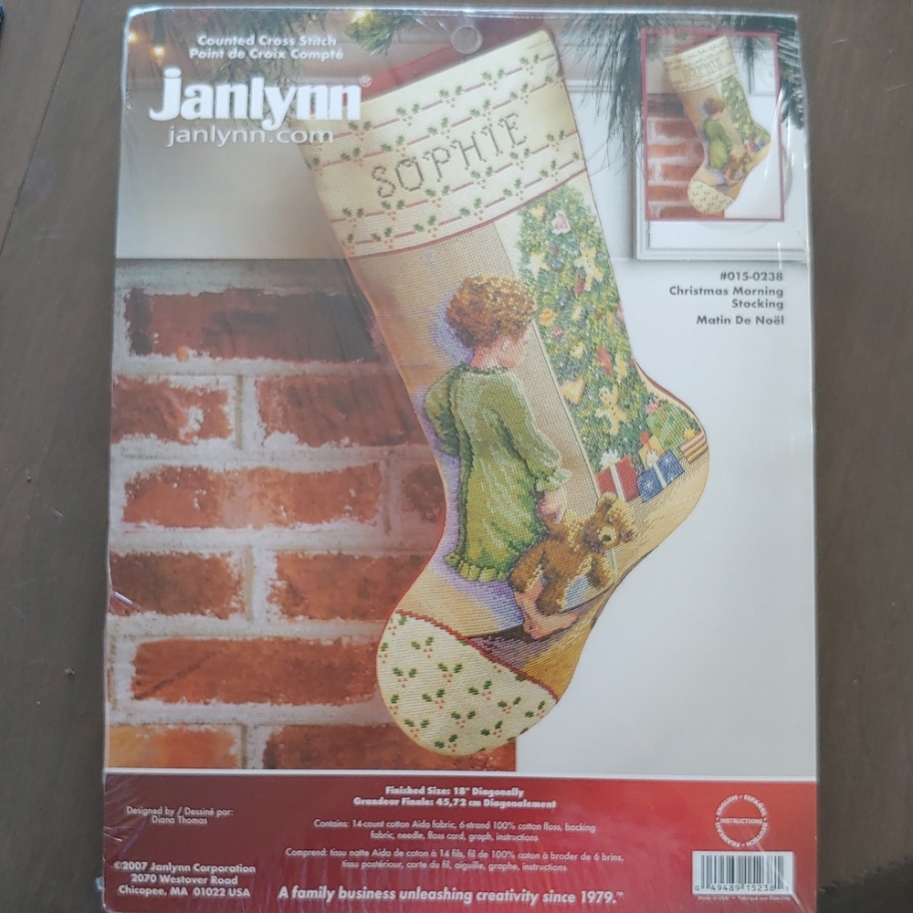 Janlynn Personalized Christmas Stocking Kit - Multicolor Cross Stitch.